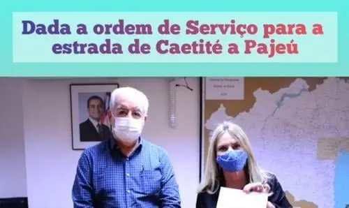 Dada a ordem de serviço para início das obras da estrada de Caetité a Pajeú