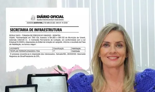 Publicado resultado de licitação para obras do asfaltamento da BA 263 em Urandi