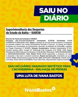  Após empenho de Ivana Bastos, Areninha de Malhada de Pedras receberá gramado sintético