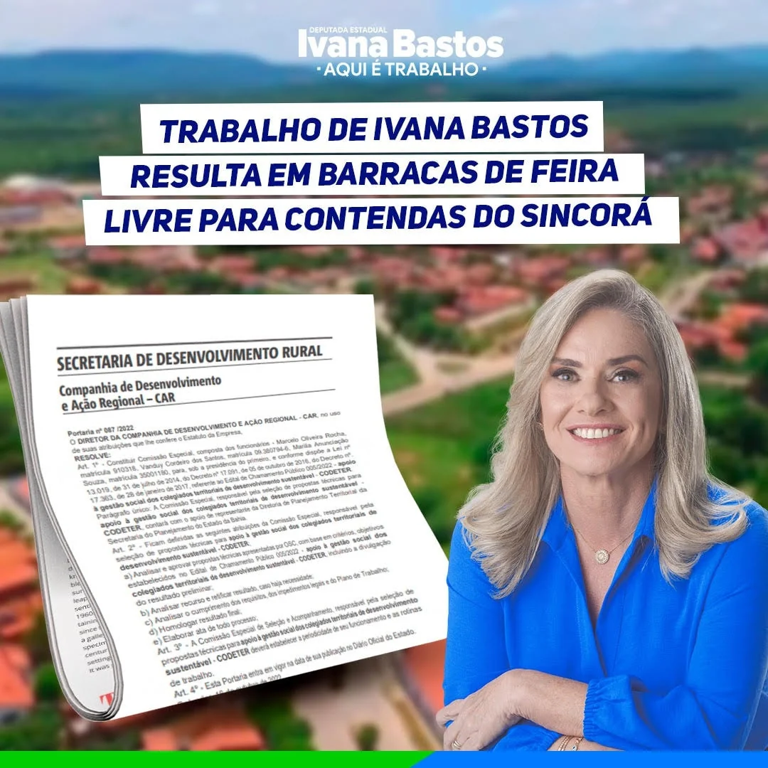 Ivana Bastos colabora para o fortalecimento da agricultura familiar de Contendas do Sincorá 