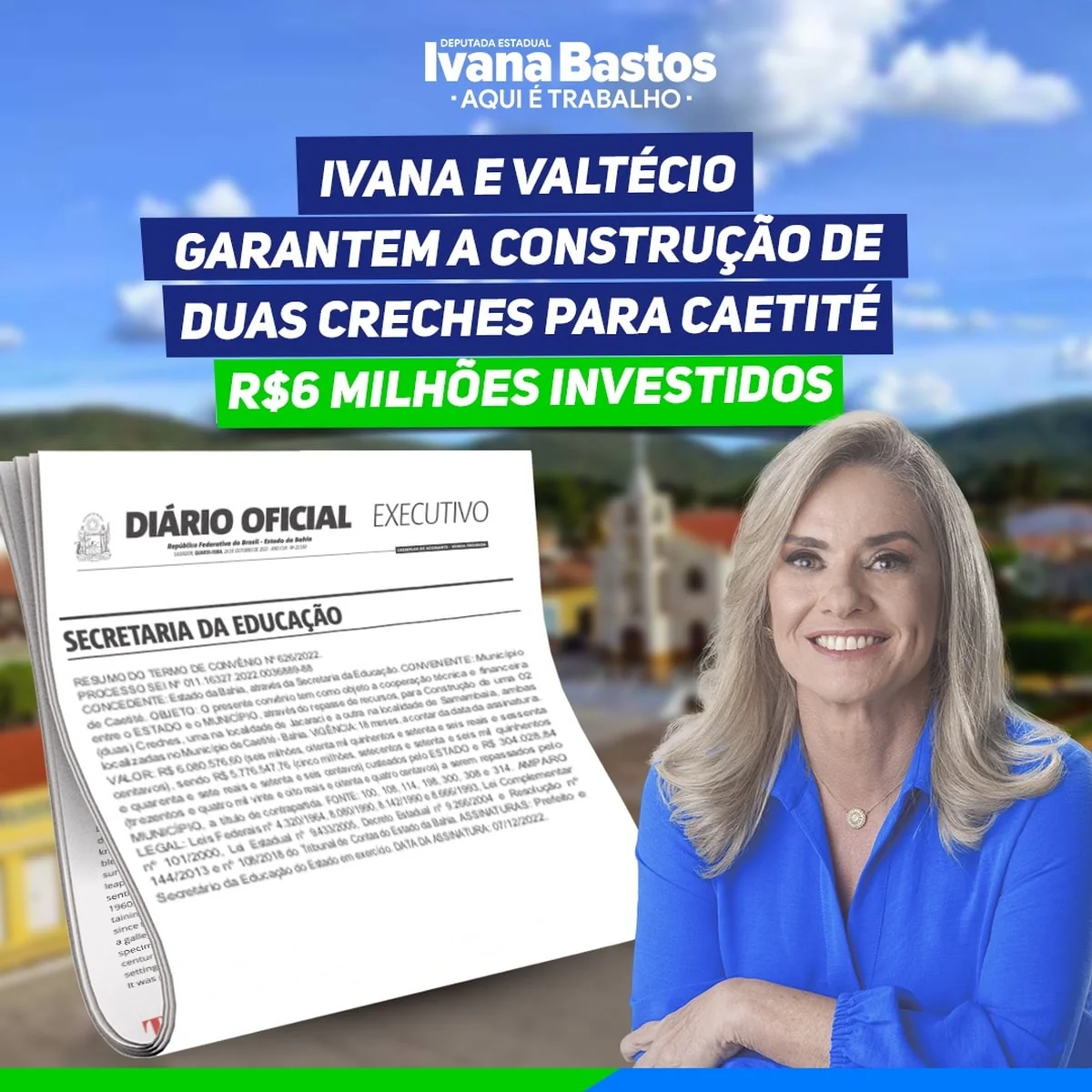 Ivana e Valtécio garantem a construção de duas creches para Caetité